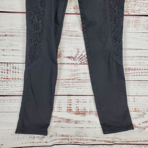 Just Cavalli Black Y2K Whimsigoth Skinny Jeans Low Rise Mesh Floral Lace Trim 28 - Picture 4 of 11